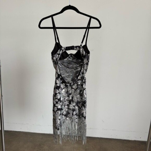 For Love And Lemons Black and Silver Floral Mini Dress - Picture 11 of 14
